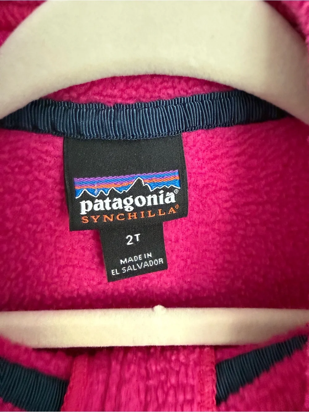 Patagonia Fleece Vest in Hot Pink with Navy Trim